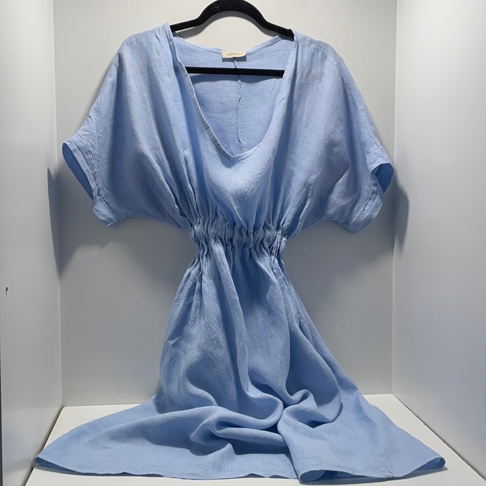 Italian Light Blue Linen Sundress